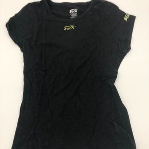 Black Tee with Cute Front and Shoulder Design